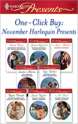 Title details for November Harlequin Presents: Ruthlessly Bedded by the Italian Billionaire\Sicilian Husband, Unexpected Baby\Mendez's Mistress\The Sheikh's Wayward Wife\Bedded by the Greek Billionaire\The Mediterranean Prince's Captive Virgin by Emma Darcy - Available